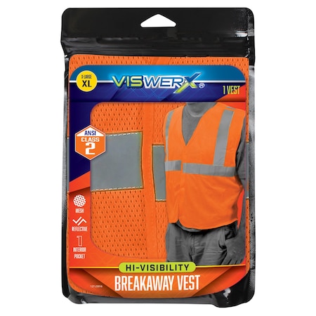 Viswerx Hi-Vis Breakaway Vest - ANSI CL2 Orange XL 127-23016